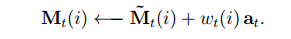 Equation (4): New information is added to locations defined by the weightings. (source: original paper)